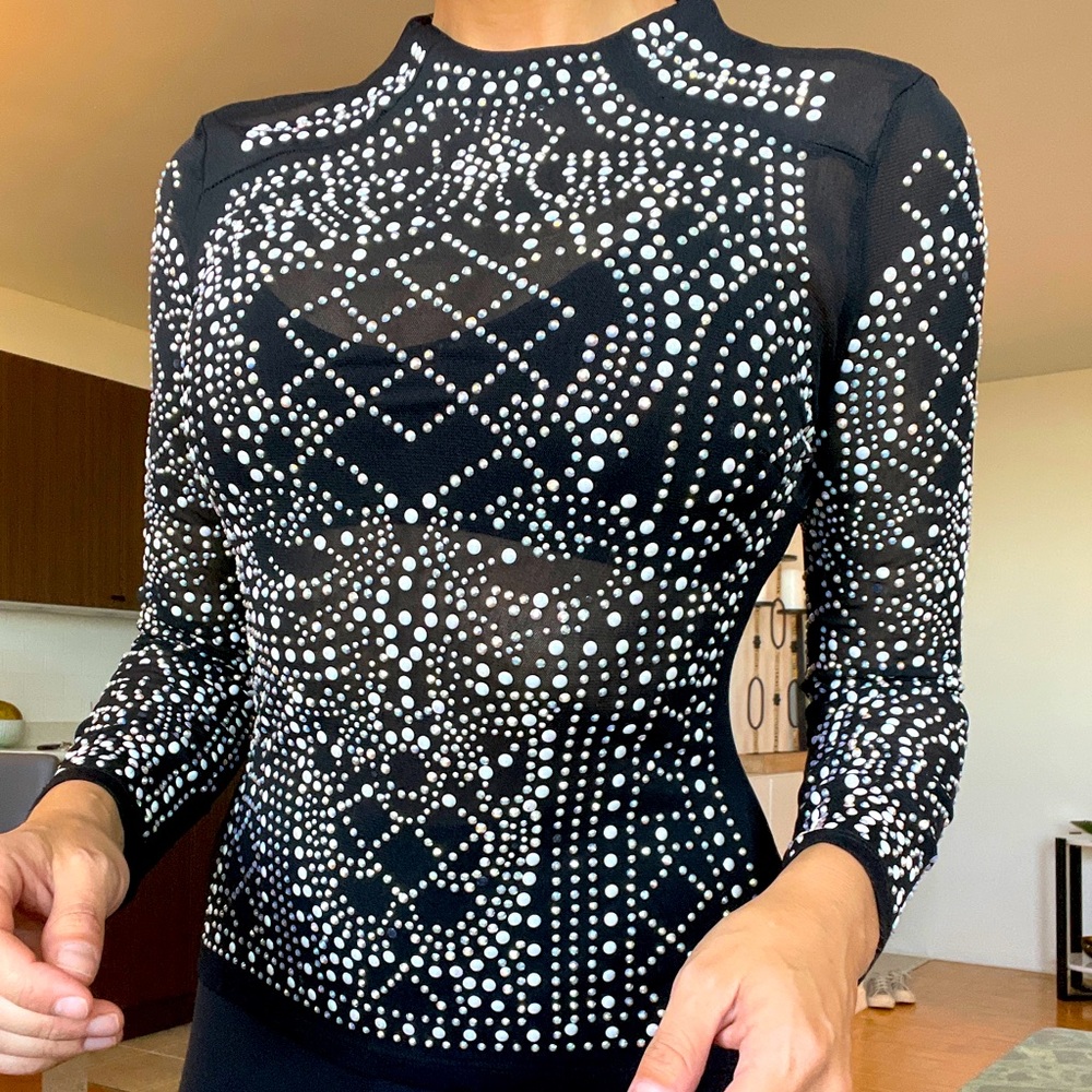 Sequins design long sleeve blouse